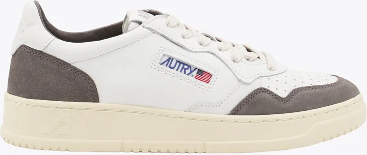 Autry White And Grey Leather Medalist Sneakers
