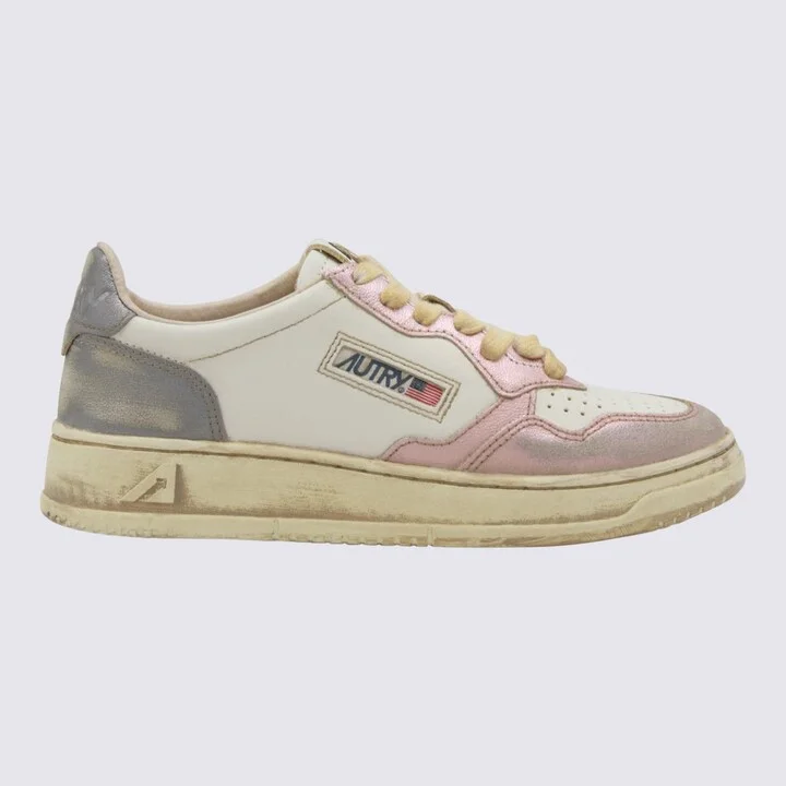 Autry White And Grey Sup Vint Low Metal Sneakers