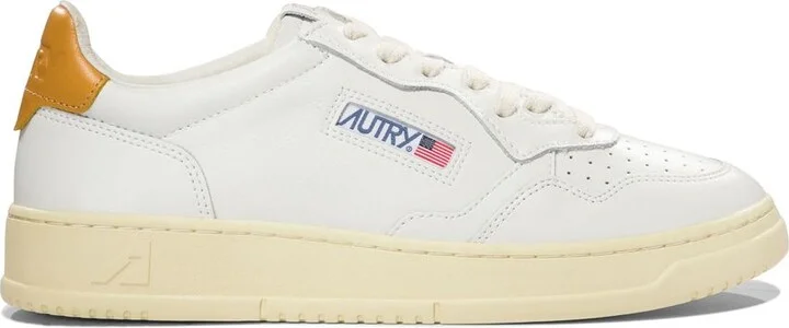 Autry White And Honey-Colored Leather Medalist Low Sneakers