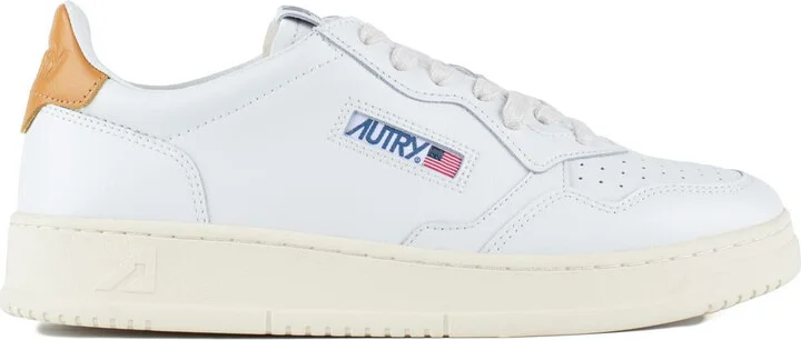 Autry White And Honey-Colored Leather Medalist Low Sneakers