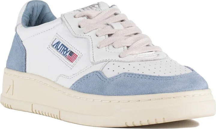 Autry White And Light Blue Leather And Suede Medalist Low Sneakers - Image 3