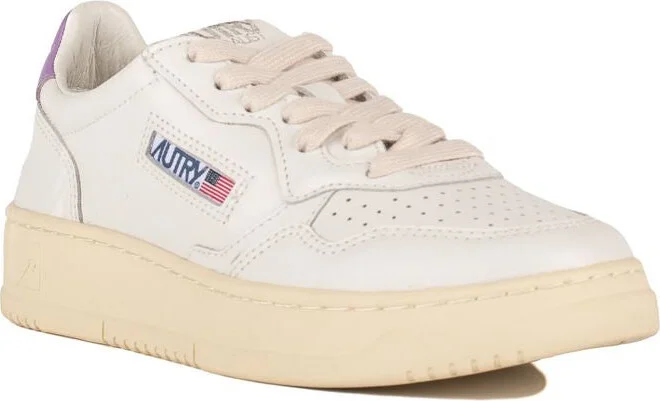 Autry White And Lilac Leather Medalist Low Sneakers - Image 3