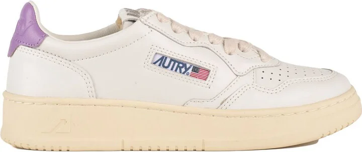 Autry White And Lilac Leather Medalist Low Sneakers