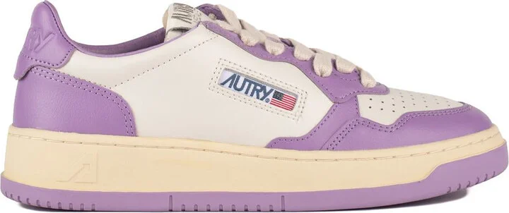 Autry White And Lilac Two-Tone Leather Medalist Low Sneakers