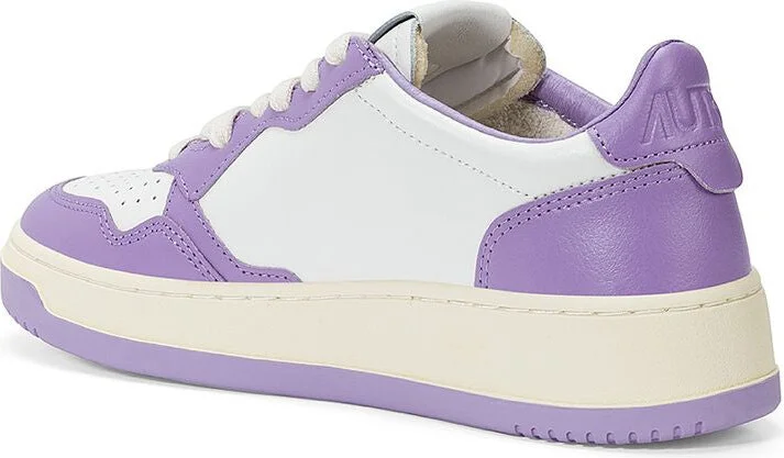 Autry White And Lilac Two-Tone Leather Medalist Low Sneakers