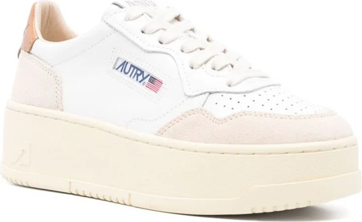 Autry White And Orange 'Medialist' Platform Sneakers - Image 3