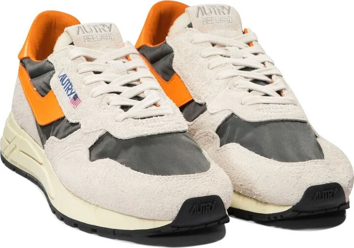 Autry White And Orange Suede And Nylon Reelwind Low Sneakers - Image 2