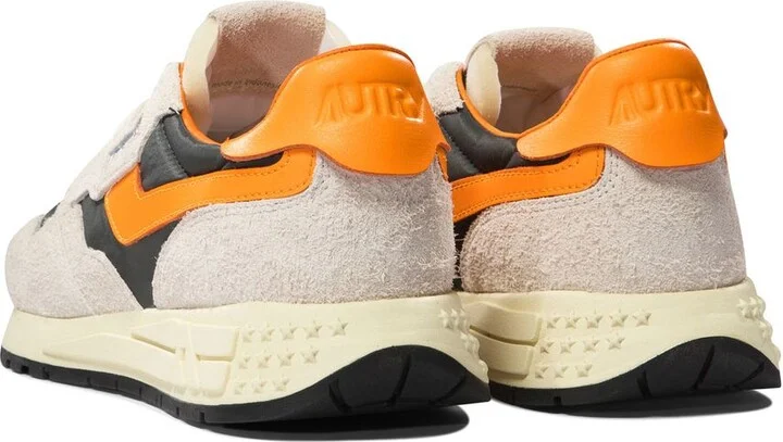 Autry White And Orange Suede And Nylon Reelwind Low Sneakers - Image 4