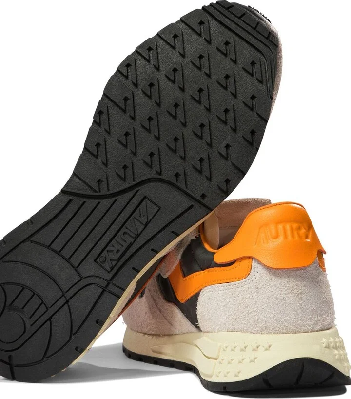 Autry White And Orange Suede And Nylon Reelwind Low Sneakers - Image 5
