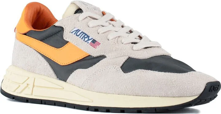 Autry White And Orange Suede And Nylon Reelwind Low Sneakers - Image 3