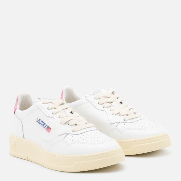 Autry White And Pink Leather Medalist Low Sneakers - Image 2