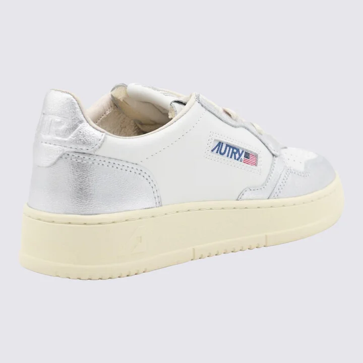 Autry White And Silver Leather Medialist Sneakers - Image 2