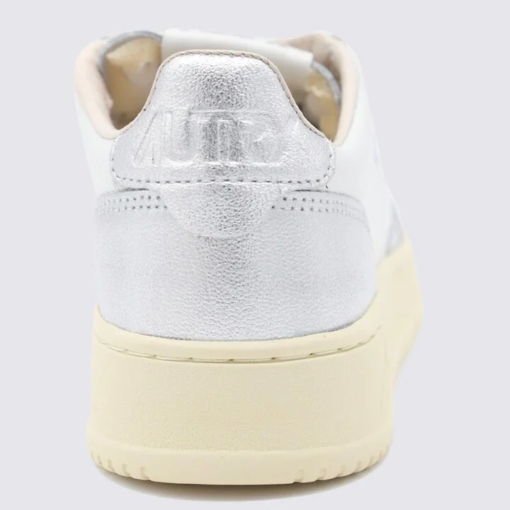 Autry White And Silver Leather Medialist Sneakers - Image 4