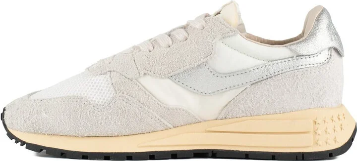 Autry White And Silver Suede And Nylon Reelwind Low Sneakers - Image 2