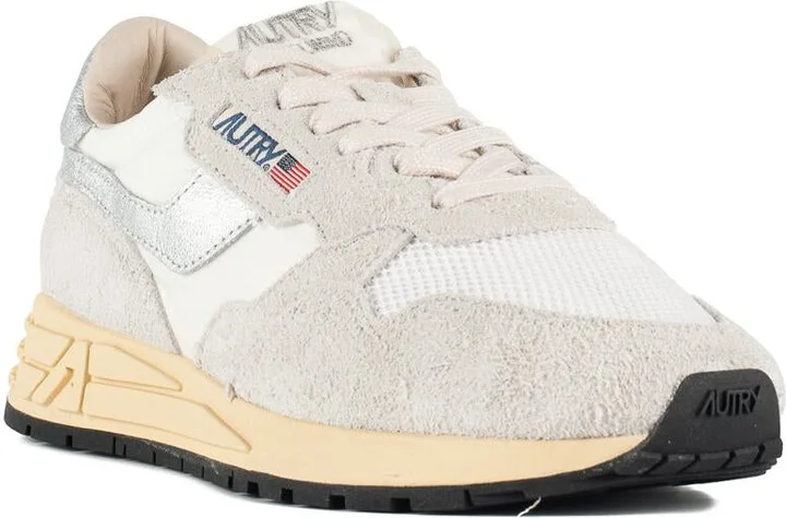 Autry White And Silver Suede And Nylon Reelwind Low Sneakers - Image 3
