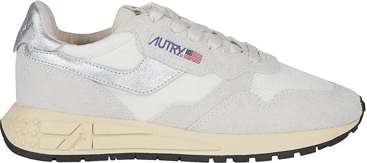 Autry White And Silver Suede And Nylon Reelwind Low Sneakers - Image 4