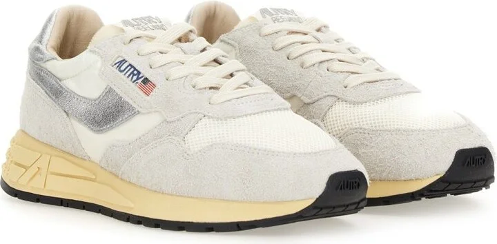 Autry White And Silver Suede And Nylon Reelwind Low Sneakers - Image 5