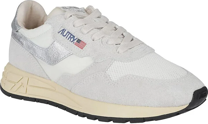 Autry White And Silver Suede And Nylon Reelwind Low Sneakers - Image 6