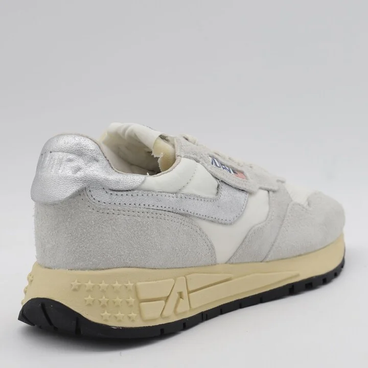 Autry White And Silver Suede And Nylon Reelwind Low Sneakers - Image 8