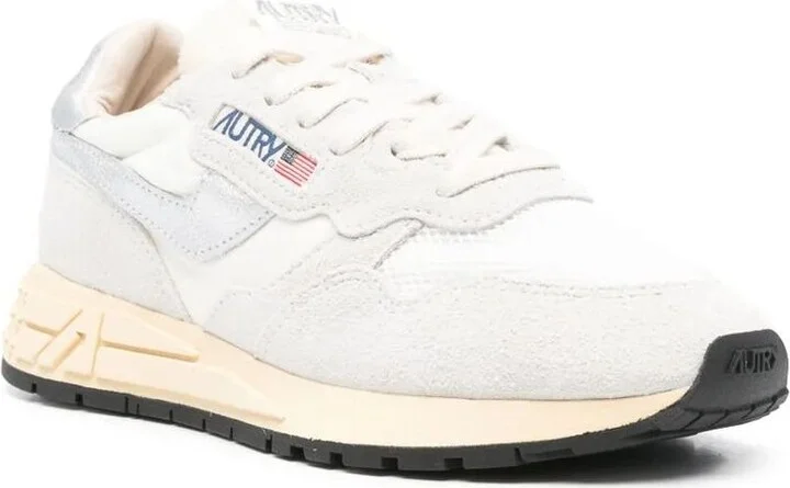 Autry White And Silver Suede And Nylon Reelwind Low Sneakers - Image 10