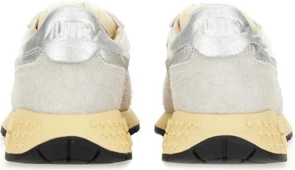 Autry White And Silver Suede And Nylon Reelwind Low Sneakers - Image 11
