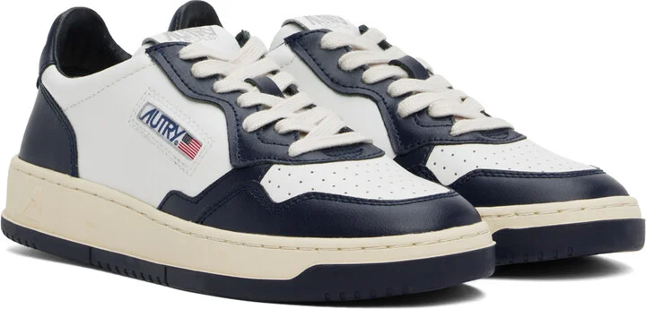 AUTRY White & Blue Medalist Low Bicolor Sneakers - Image 4