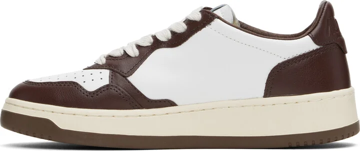AUTRY White & Brown Medalist Low Sneakers - Image 3