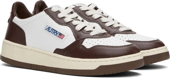AUTRY White & Brown Medalist Low Sneakers - Image 4