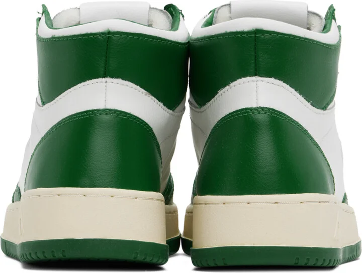 AUTRY White & Green Medalist Mid Bicolor Sneakers - Image 2