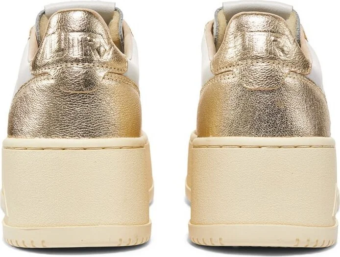 Autry White Leather And Platinum Metallic Medalist Platform Sneakers - Image 4