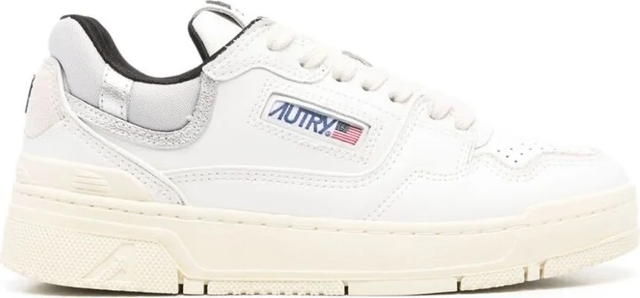 Autry White Leather And Suede Silver Sneakers Clc Low