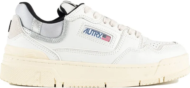 Autry White Leather And Suede Silver Sneakers Clc Low