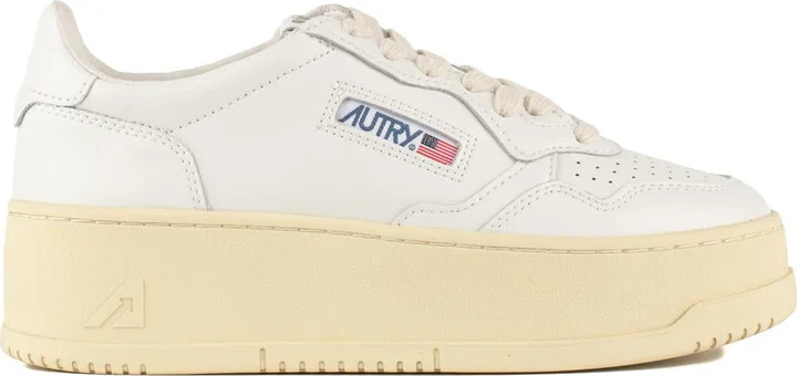 Autry White Leather Medalist Platform Sneakers