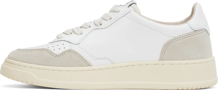 AUTRY White & Taupe Medalist Low Sneakers - Image 3