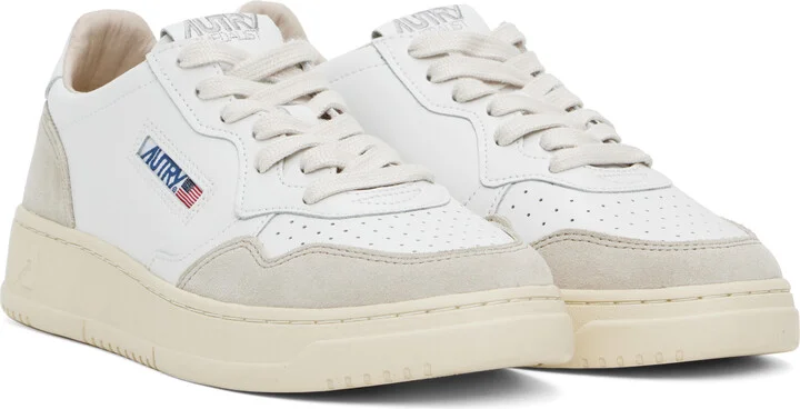 AUTRY White & Taupe Medalist Low Sneakers - Image 4