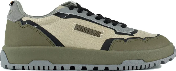 Autry Wildpace Low Nylon Ripstop And Leather Castle Wall And Titanium Sneakers