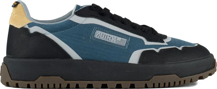 Autry Wildpace Low Nylon Ripstop And Leather Dark Blue And Black Sneakers