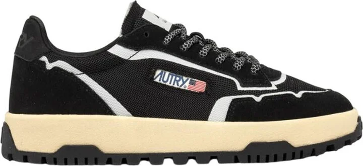 Autry Wildpace Low Sneakers In Black Mesh And Suede