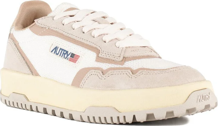 Autry Wildpace Low Sneakers In Mesh And Suede Color Whisper White And Sand - Image 3