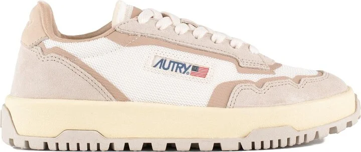 Autry Wildpace Low Sneakers In Mesh And Suede Color Whisper White And Sand