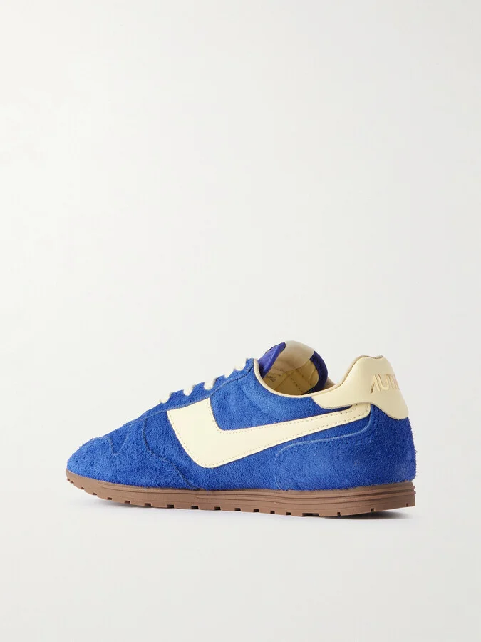 Autry - Windspin Leather-trimmed Brushed Suede Sneakers - Blue - Image 3