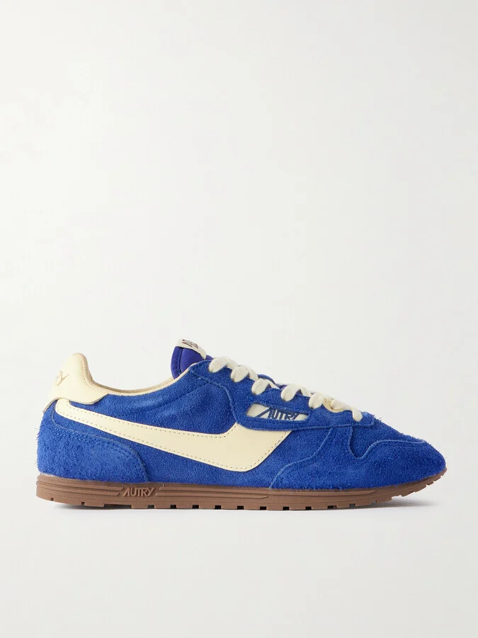 Autry - Windspin Leather-trimmed Brushed Suede Sneakers - Blue