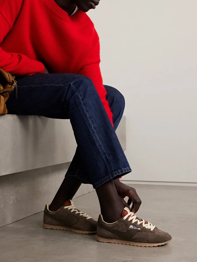 Autry - Windspin Leather-trimmed Brushed-suede Sneakers - Brown - Image 2