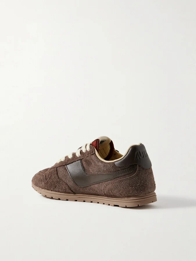 Autry - Windspin Leather-trimmed Brushed-suede Sneakers - Brown - Image 3