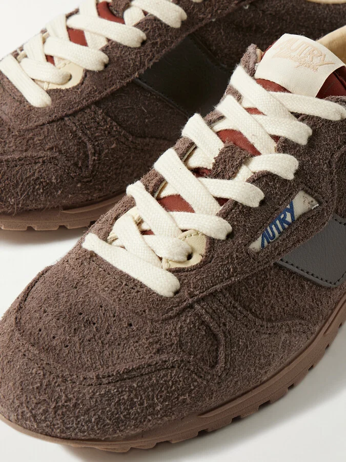 Autry - Windspin Leather-trimmed Brushed-suede Sneakers - Brown - Image 4