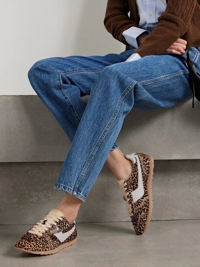 Autry - Windspin Leather-trimmed Leopard-print Calf Hair Sneakers - Animal print - Image 2