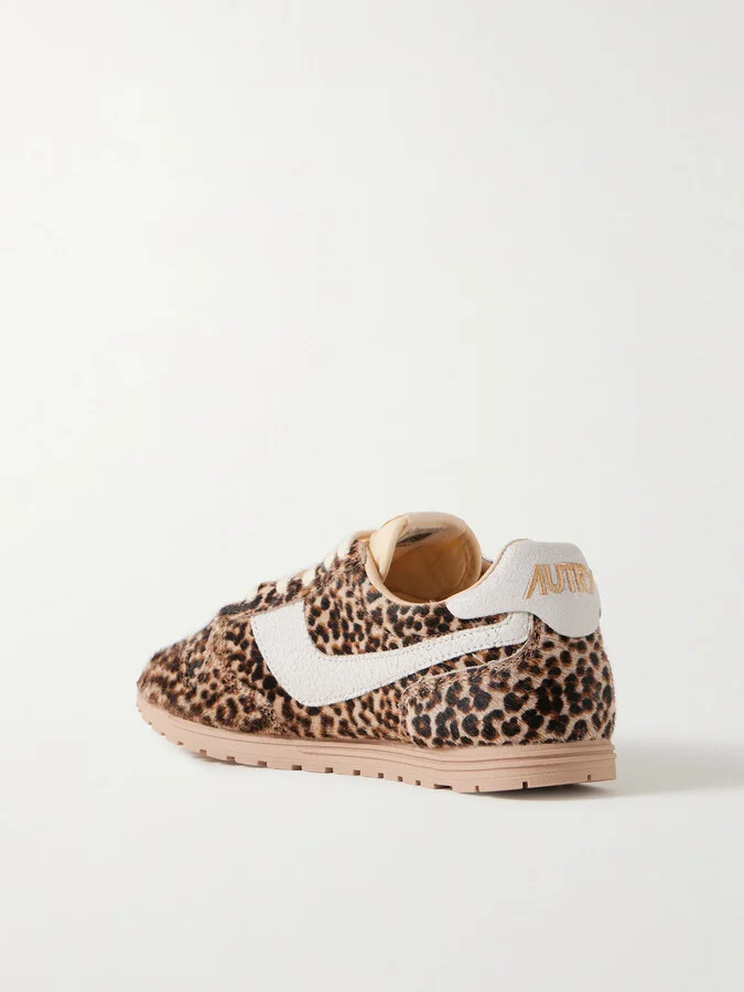 Autry - Windspin Leather-trimmed Leopard-print Calf Hair Sneakers - Animal print - Image 3