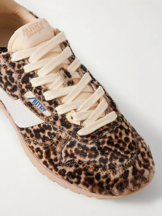 Autry - Windspin Leather-trimmed Leopard-print Calf Hair Sneakers - Animal print - Image 4