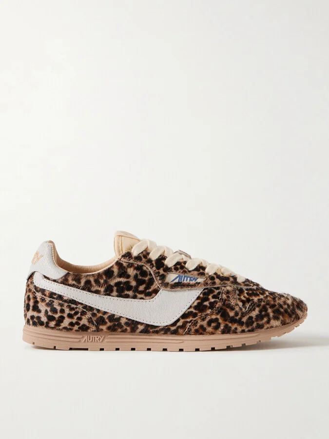 Autry - Windspin Leather-trimmed Leopard-print Calf Hair Sneakers - Animal print