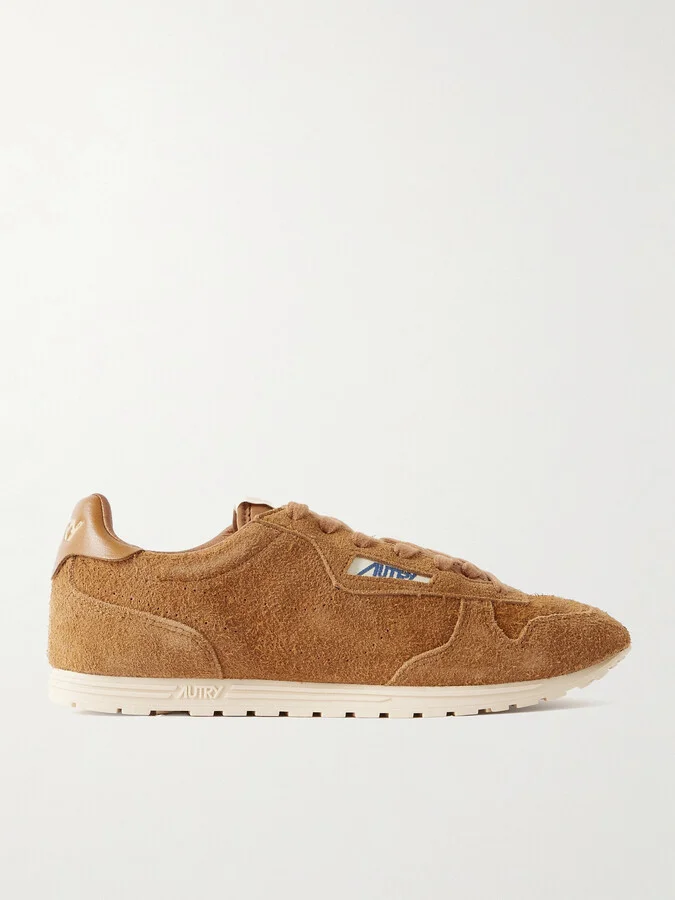 Autry - Windspin Leather-trimmed Perforated Brushed Suede Sneakers - Brown